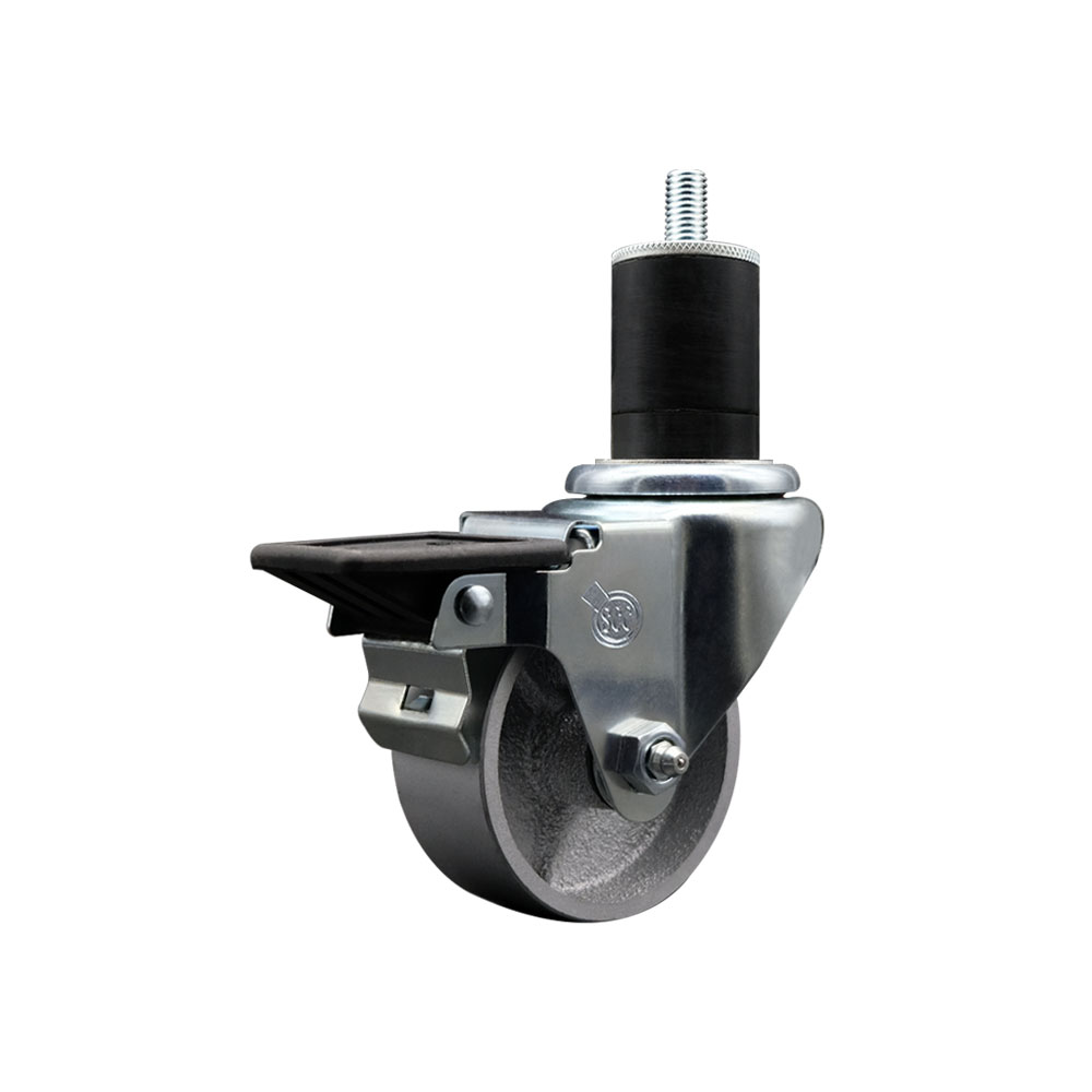 Semi Steel Swivel Caster - Silver - 3 in. Wheel - Posi Locking Brake