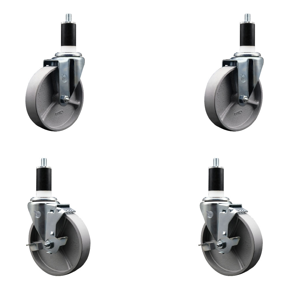 Swivel Stem Caster - Silver - 5 in. Wheels - Set of 4 - 1200 lbs Capacity