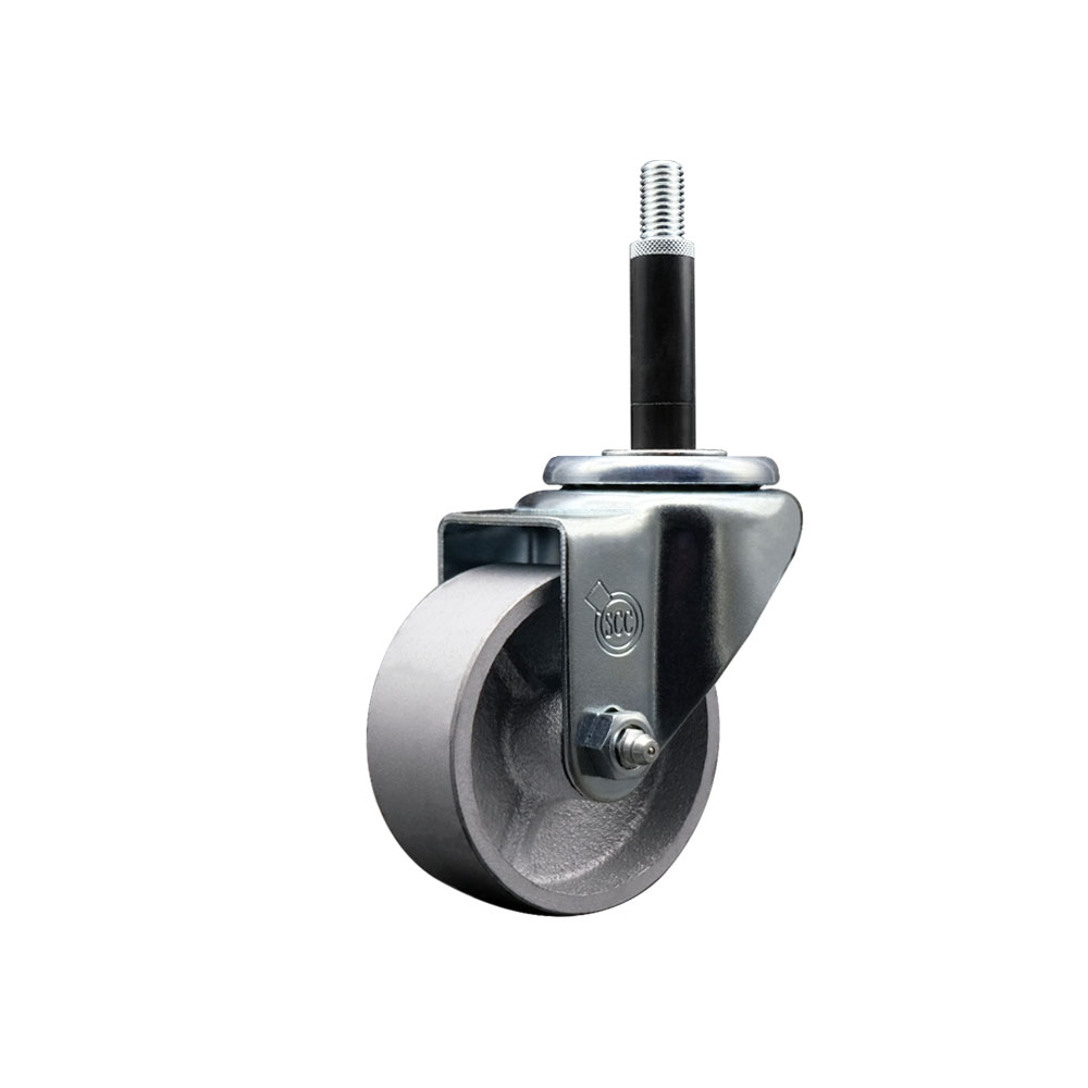 SCC-EX20S314-SSS-34 Semi Steel Cast Iron Swivel Expanding Stem Swivel Caster with 3 in. Silver Wheel & 0.75 in. Stem