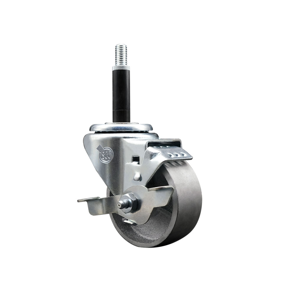 Semi Steel Swivel Caster - Silver - 3 in. Wheel - Top Locking Brake