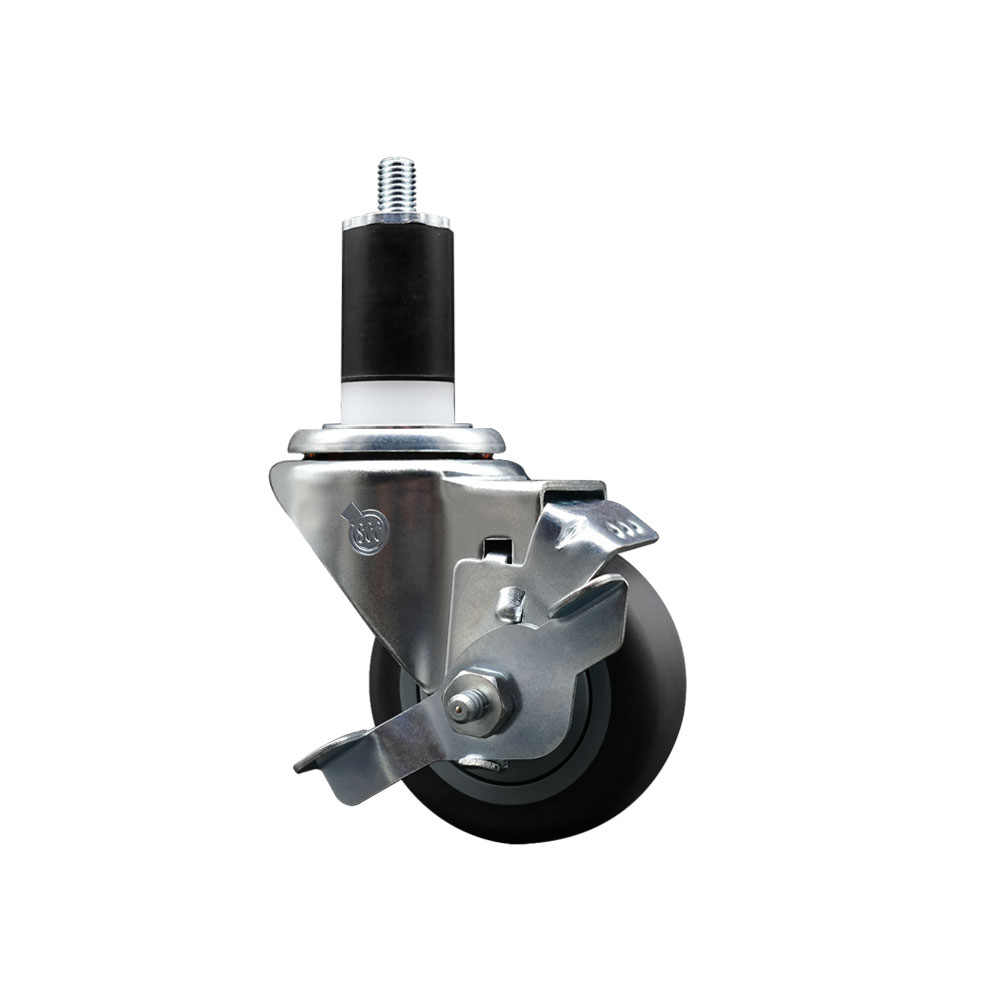 SCC-EX20S314-TPRB-TLB-112 Thermoplastic Rubber Swivel Expanding Stem Swivel Caster with 3 in. Gray Wheel & 1.5 in. Stem & Top Locking Brake