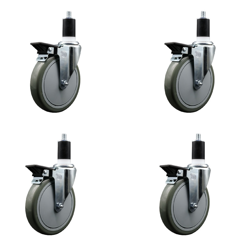 SCC-EX20S614-PPUB-PLB-112-4 Polyurethane Swivel Expanding Stem Caster with 6 in. Gray Wheels & 1.5 in. Stems - Set of 4