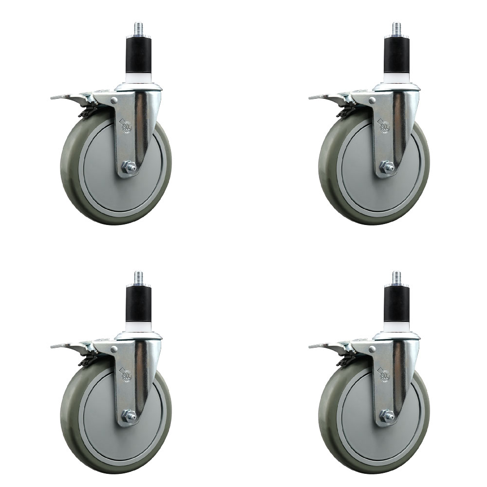 SCC-EXTTL20S614-PPUB-112-4 Polyurethane Swivel Expanding Stem Caster with 6 in. Gray Wheels & 1.5 in. Stems - Set of 4