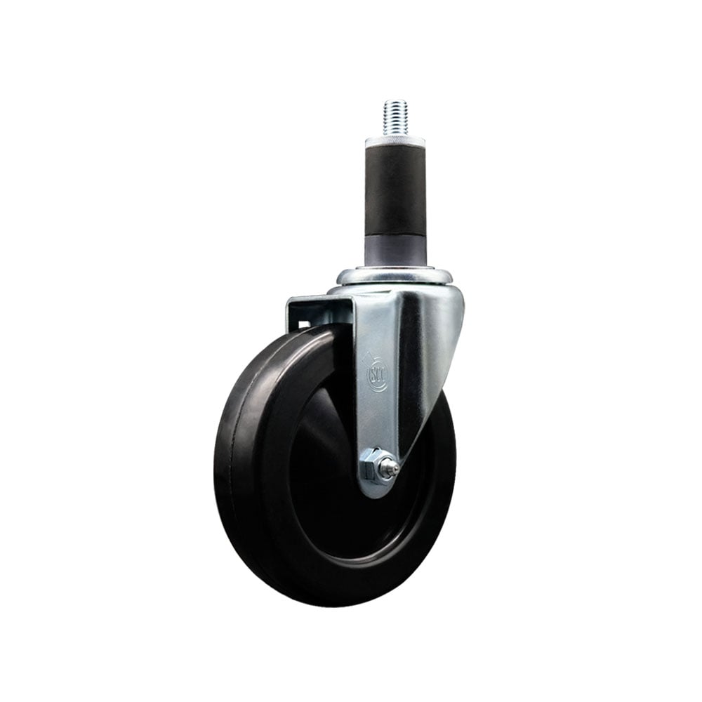SCC-EX20S514-SRS-114 Soft Rubber Expanding Stem Swivel Caster with 5 in. Black Wheel & 1.25 in. Stem