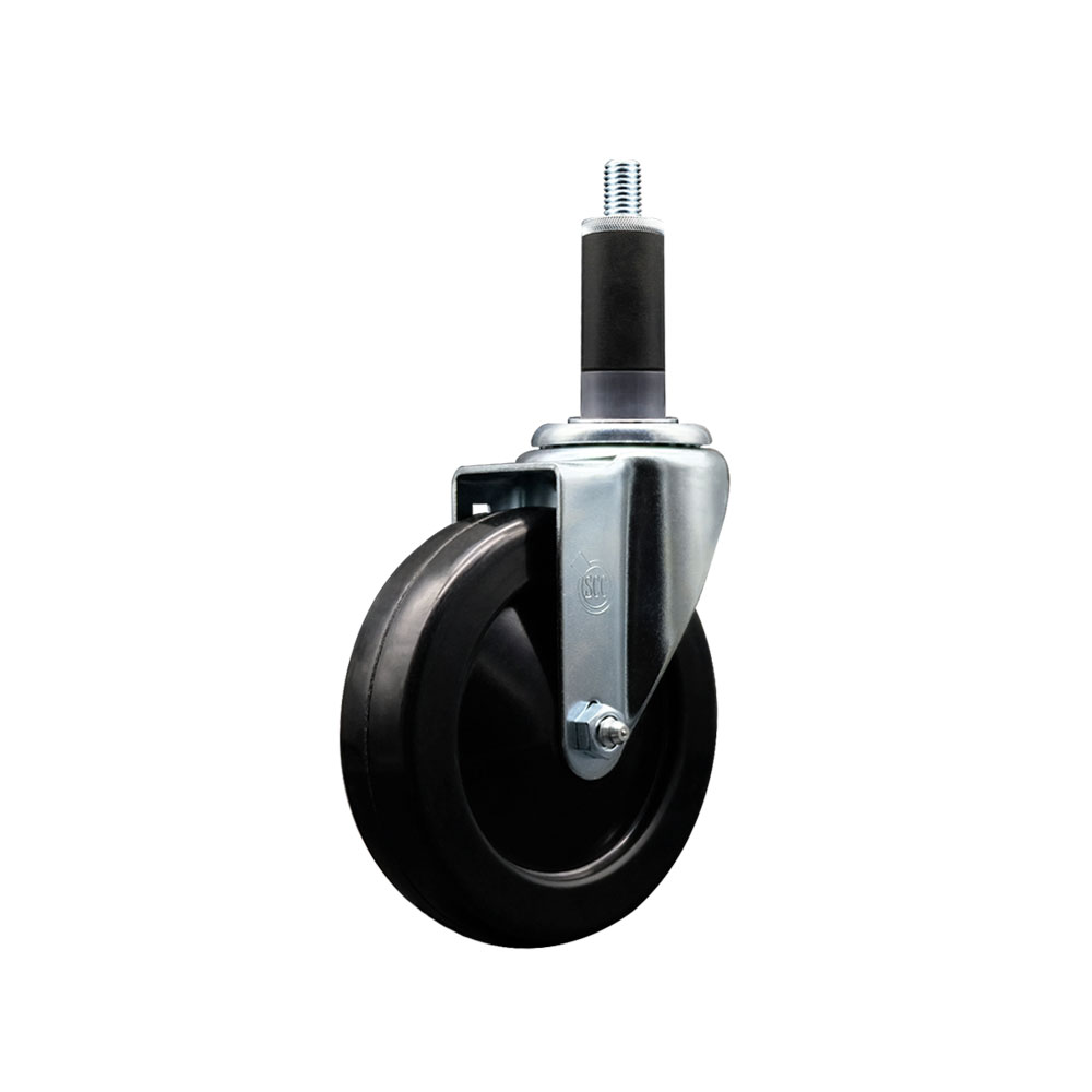 SCC-EX20S514-SRS-118 Soft Rubber Expanding Stem Swivel Caster with 5 in. Black Wheel & 1.13 in. Stem