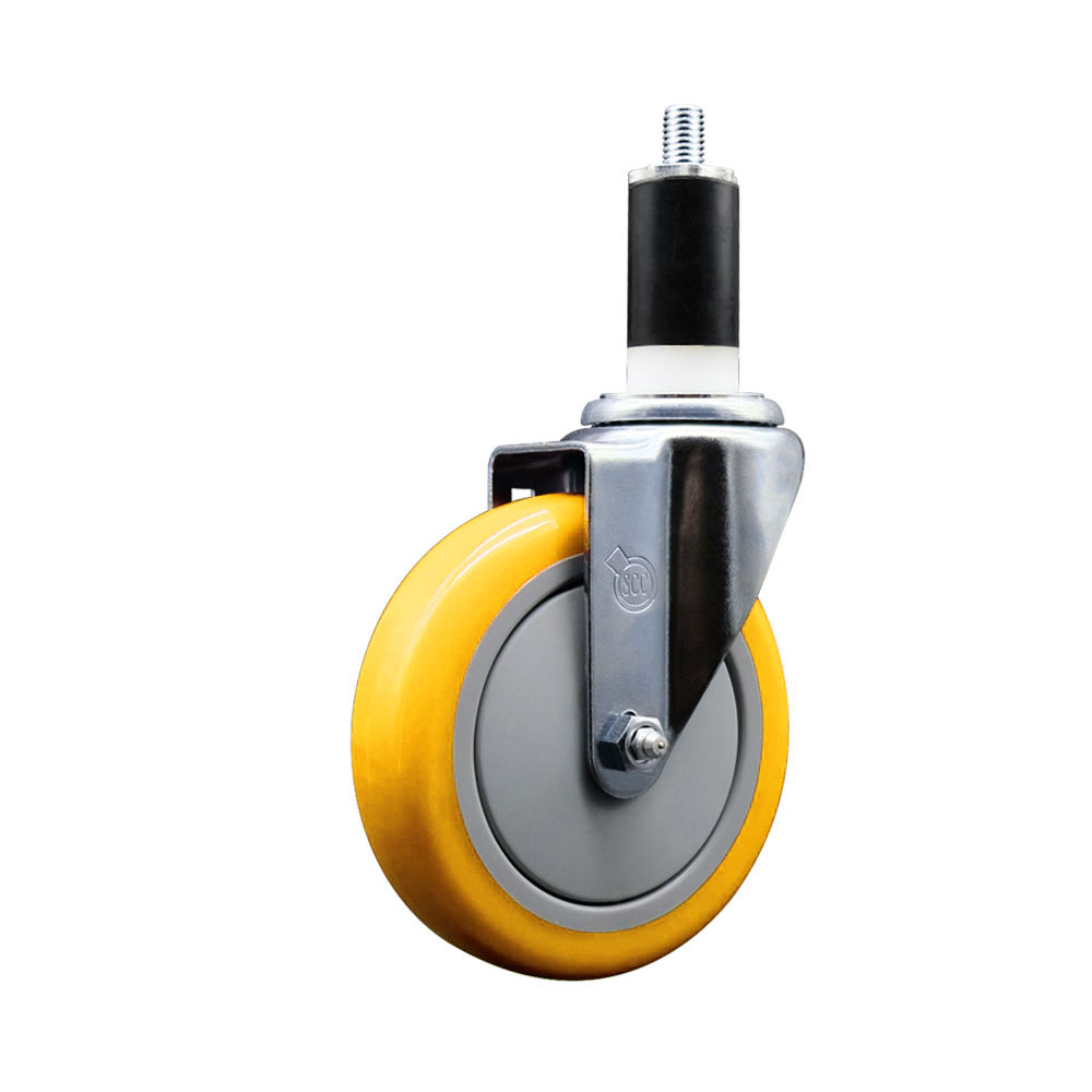 SCC-EX20S514-PPUB-YEL-138 Polyurethane Expanding Stem Swivel Caster with 5 in. Yellow Wheel & 1.38 in. Stem