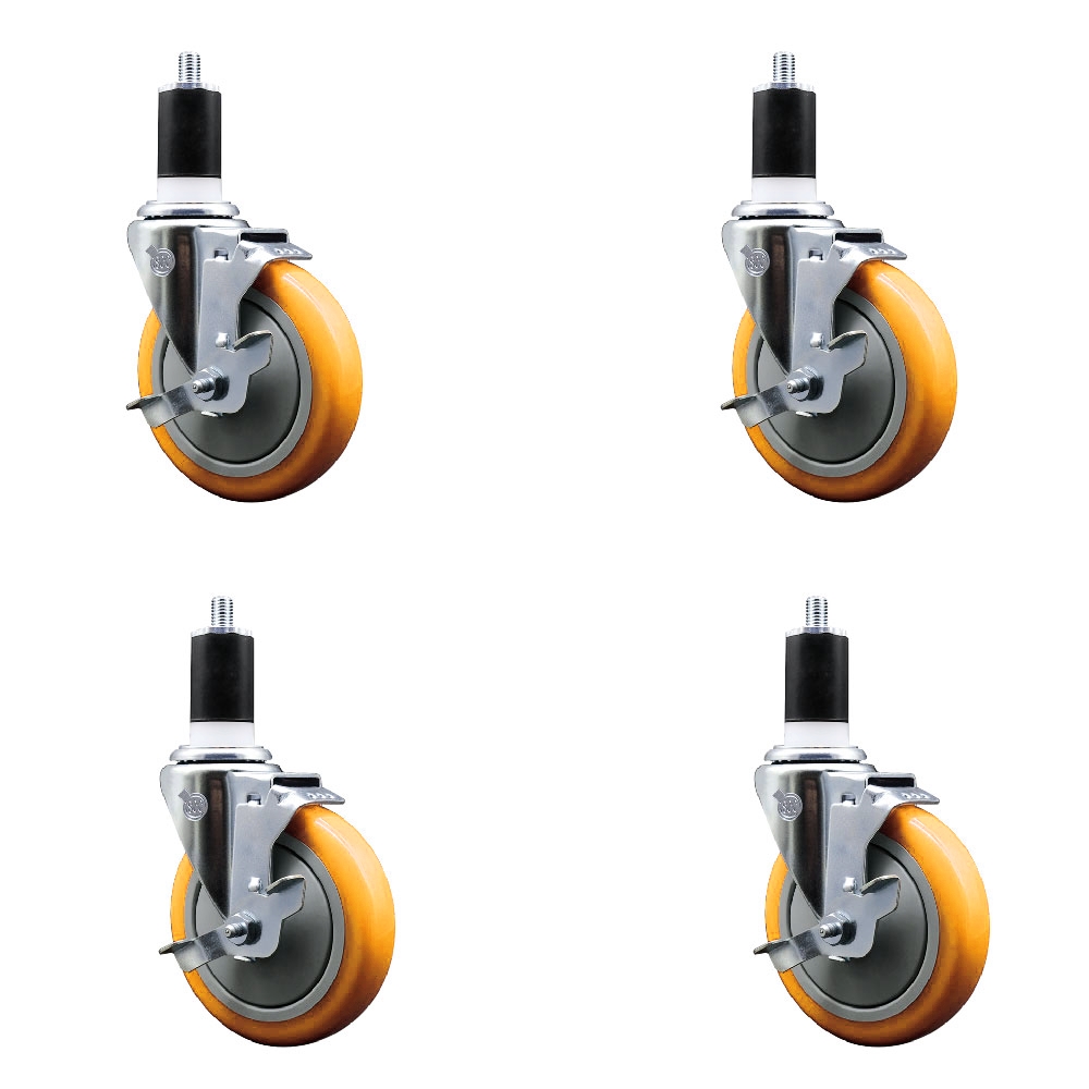 SCC-EX20S514-PPUB-YEL-TLB-112-4 Polyurethane Swivel Expanding Stem Caster with 5 in. Yellow Wheels & 1.5 in. Stems - Set of 4