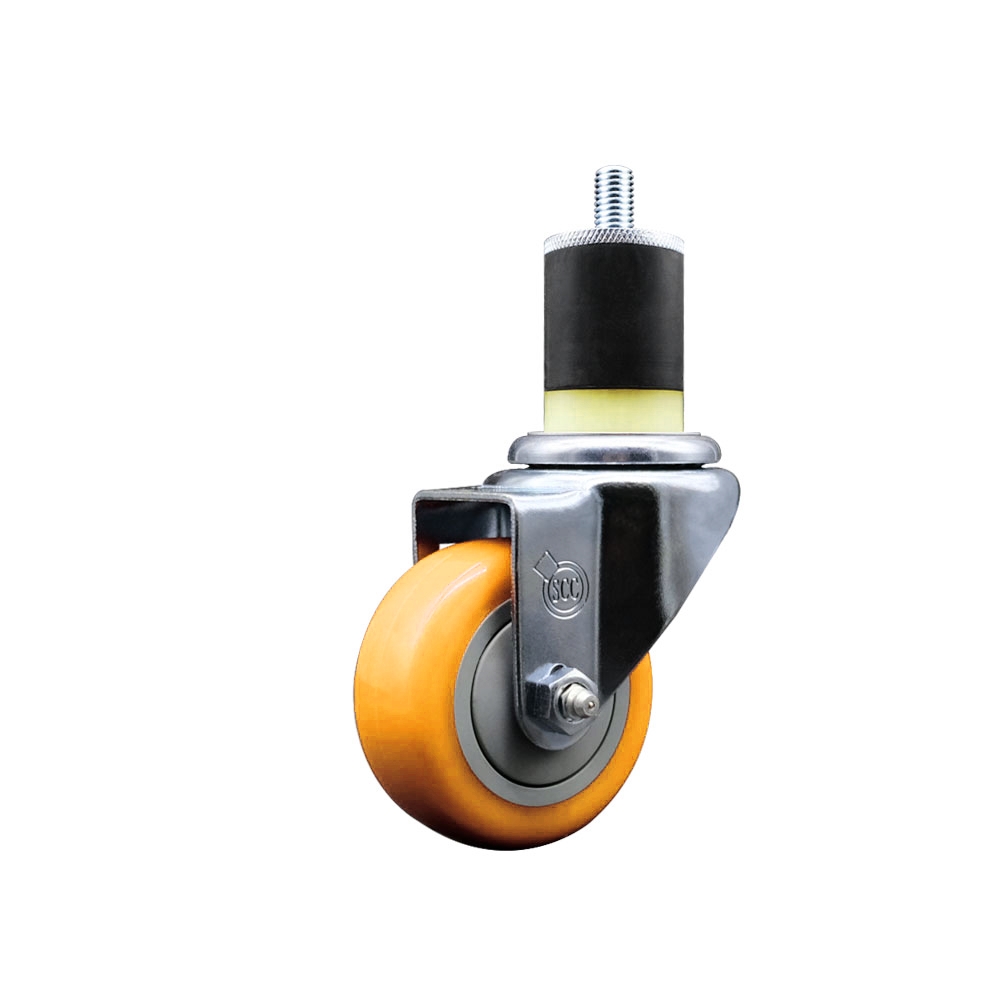 SCC-EX20S314-PPUB-YEL-178 Polyurethane Expanding Stem Swivel Caster with 3 in. Yellow Wheel & 1.87 in. Stem