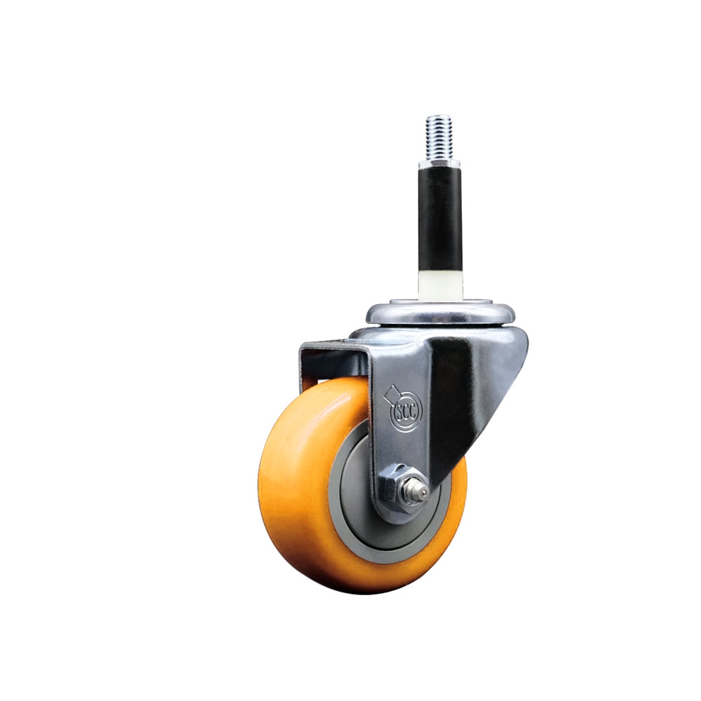 SCC-EX20S314-PPUB-YEL-78 Polyurethane Expanding Stem Swivel Caster with 3 in. Yellow Wheel & 0.87 in. Stem