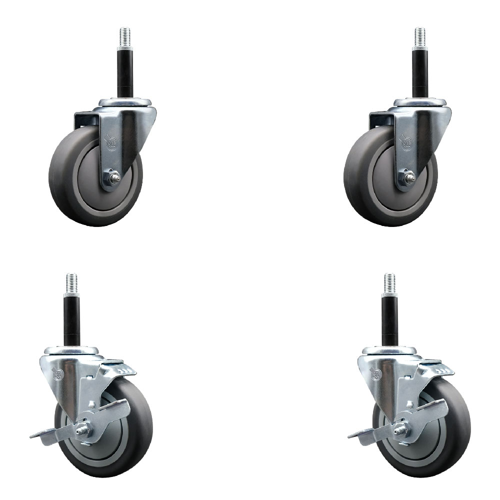 SCC-EX20S414-TPRB-2-TLB-2-34 Thermoplastic Rubber Swivel Expanding Stem Caster with 4 in. Gray Wheels & 0.75 in. Stems - Set of 4