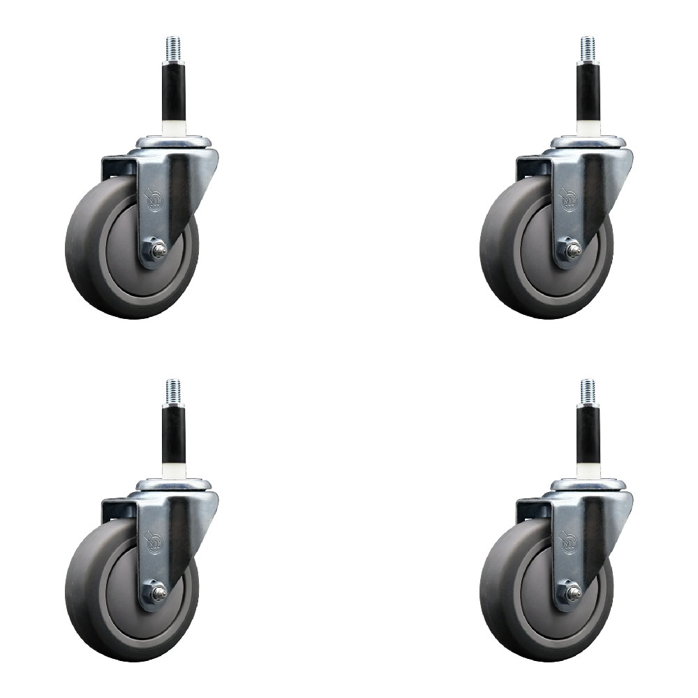 SCC-EX20S414-TPRB-78-4 Thermoplastic Rubber Swivel Expanding Stem Caster with 4 in. Gray Wheels & 0.87 in. Stems - Set of 4