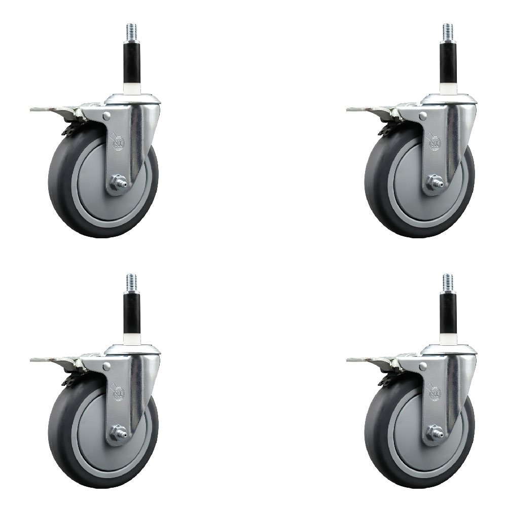 SCC-EXTTL20S514-TPRB-78-4 Thermoplastic Rubber Swivel Expanding Stem Caster with 5 in. Gray Wheels & 0.87 in. Stems - Set of 4