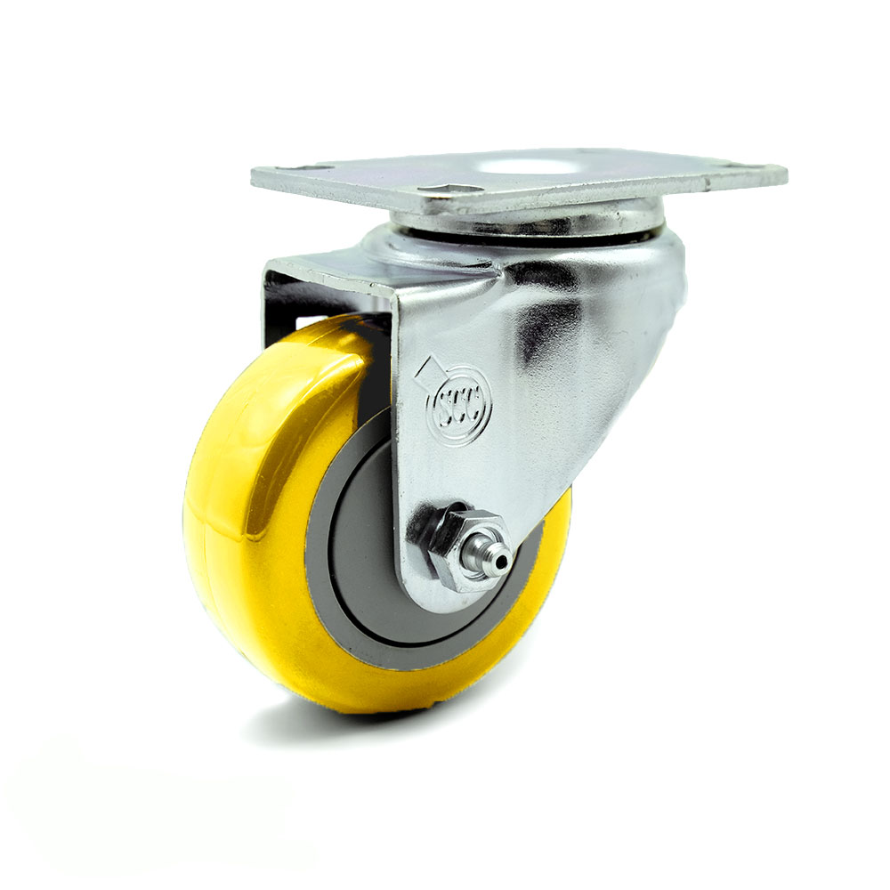 SCC-20S314-PPUB-YEL-TP3 Swivel Caster with 3 in. Yellow Polyurethane Wheel - 4 x 4.5 in. Overall Top Plate