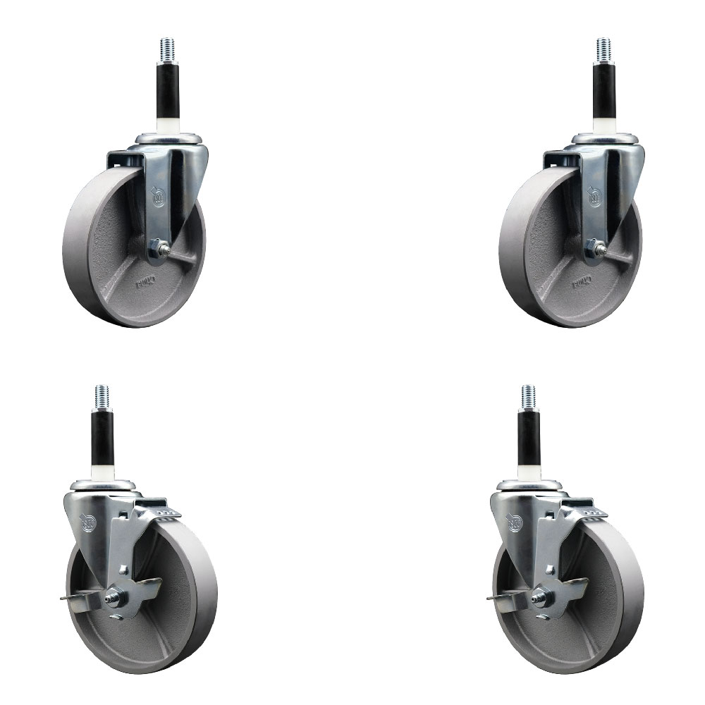 Swivel Caster Set - Silver - 5in. x 1.5in. Wheels - 4 Pack - Heavy Duty