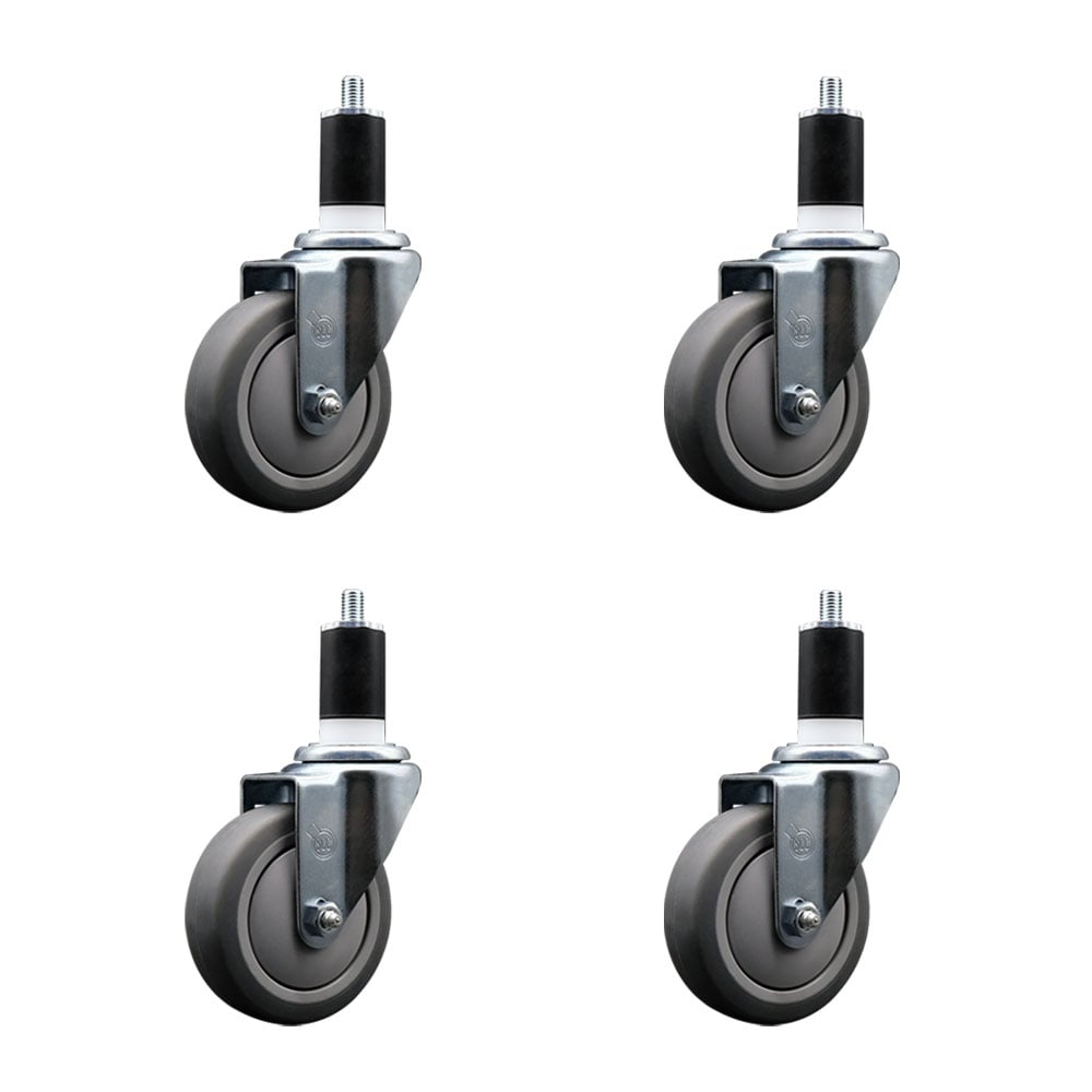 SCC-EX20S414-TPRB-112-4 Thermoplastic Rubber Swivel Expanding Stem Caster with 4 in. Gray Wheels & 1.5 in. Stems - Set of 4
