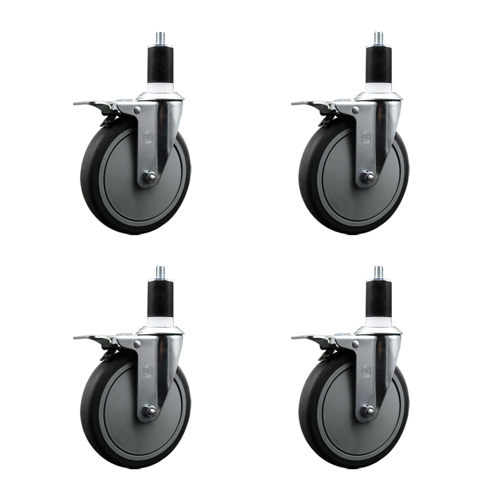 SCC-EXTTL20S614-TPRB-112-4 Thermoplastic Rubber Swivel Expanding Stem Caster with 6 in. Gray Wheels & 1.5 in. Stems - Set of 4