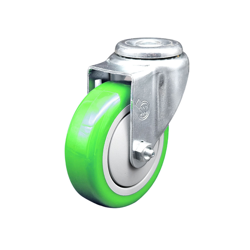 SCC-BH20S414-PPUB-GRN Polyurethane Swivel Bolt Hole Caster with 4 x 1.25 in. Green Wheel