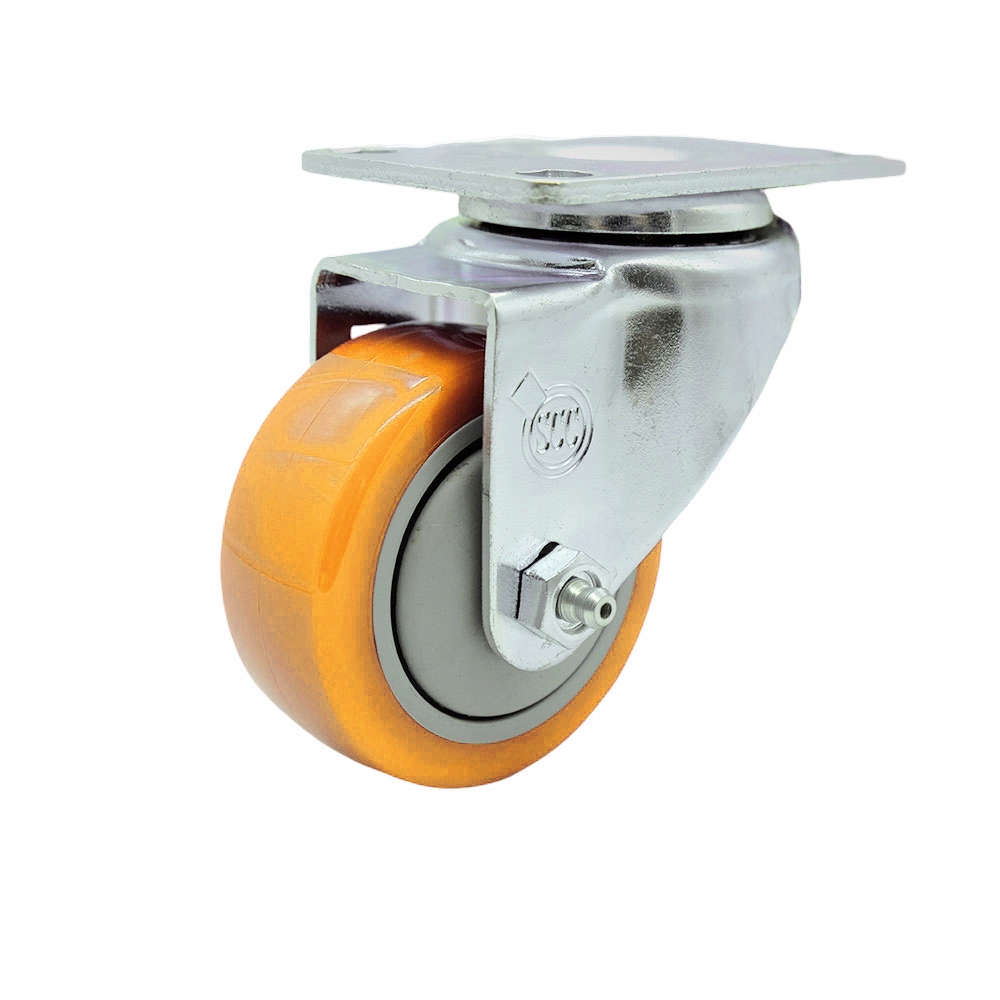 SCC-SS20S314-PPUB-YEL Stainless Steel Polyurethane Swivel Top Plate Swivel Caster with 3 x 1.25 in. Yellow Wheel