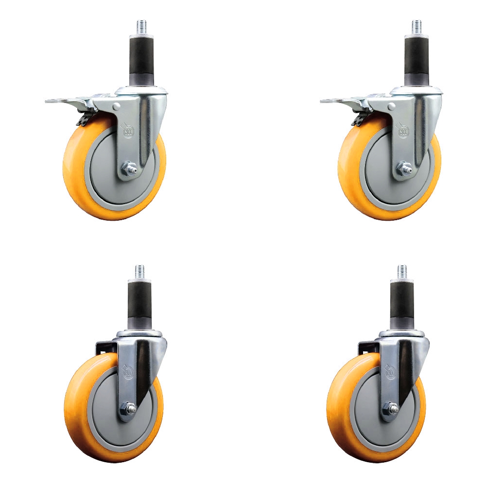SCC-EXTTL20S514-PPUB-YEL-2-S-2-114 Polyurethane Swivel Expanding Stem Caster with 5 in. Yellow Wheels & 1.25 in. Stems - Set of 4