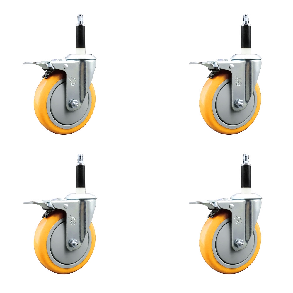 SCC-EXTTL20S514-PPUB-YEL-78-4 Polyurethane Swivel Expanding Stem Caster with 5 in. Yellow Wheels & 0.87 in. Stems - Set of 4