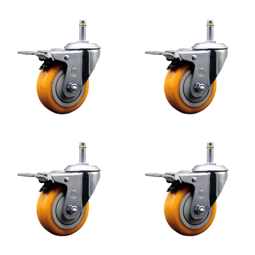 SCC-GRTTL20S3514-PPUB-YEL-716138-4 Polyurethane Swivel Grip Ring Stem Caster with 3.5 x 1.25 in. Yellow Wheels & 0.43 in. Stems - Set of 4