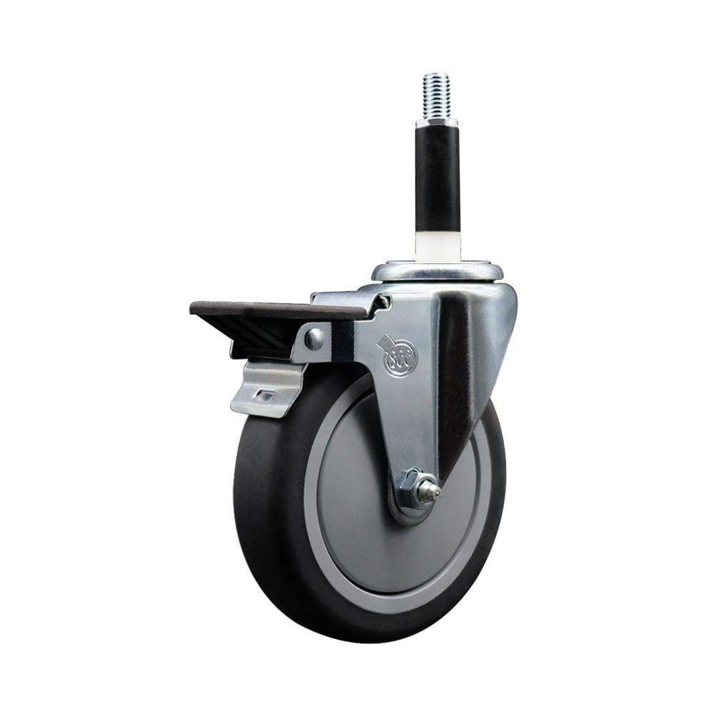 SCC-EX20S514-TPRB-PLB-78 Thermoplastic Rubber Swivel Expanding Stem Swivel Caster with 5 in. Gray Wheel & 0.87 in. Stem & Posi Locking Brake