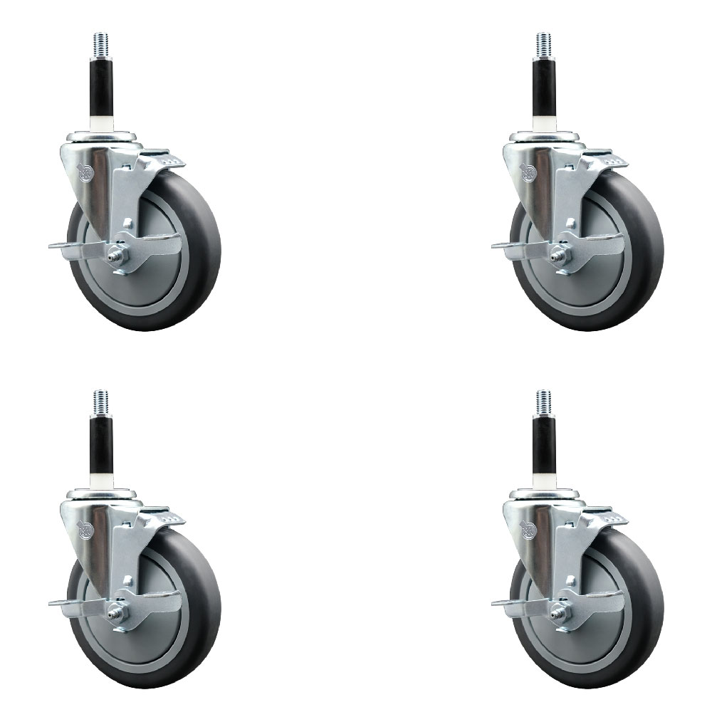SCC-EX20S514-TPRB-TLB-78-4 Thermoplastic Rubber Swivel Expanding Stem Caster with 5 in. Gray Wheels & 0.87 in. Stems - Set of 4