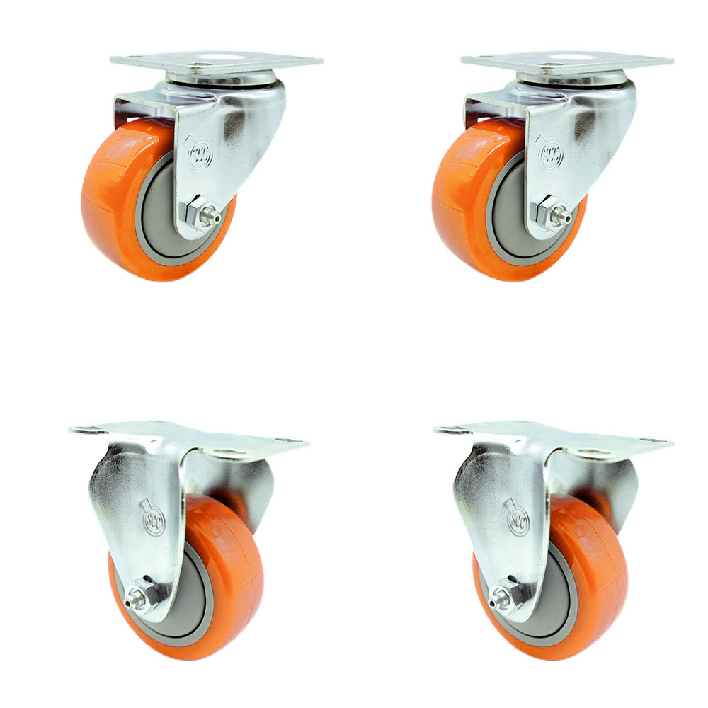 Swivel Caster Set - Orange - 3.5 in. Wheels - 1200 lbs Capacity
