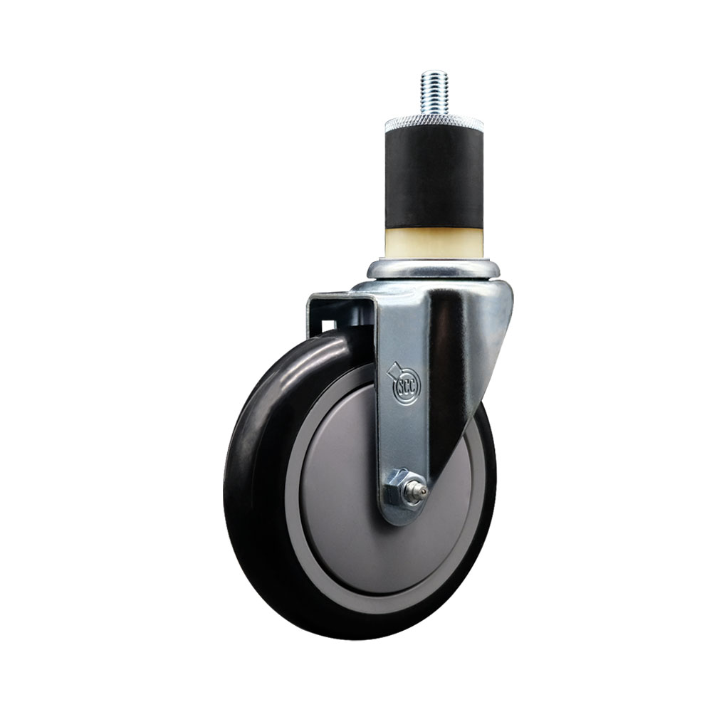 SCC-EX20S514-PPUB-BLK-178 Polyurethane Expanding Stem Swivel Caster with 5 in. Black Wheel & 1.87 in. Stem