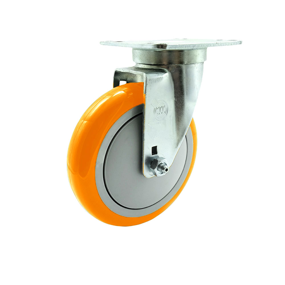 SCC-20S514-PPUB-ORG-TPU1 Universal Kitchen Caster 5 x 1.25 in. Polyurethane Orange Wheel Swivel Caster - Non Marking