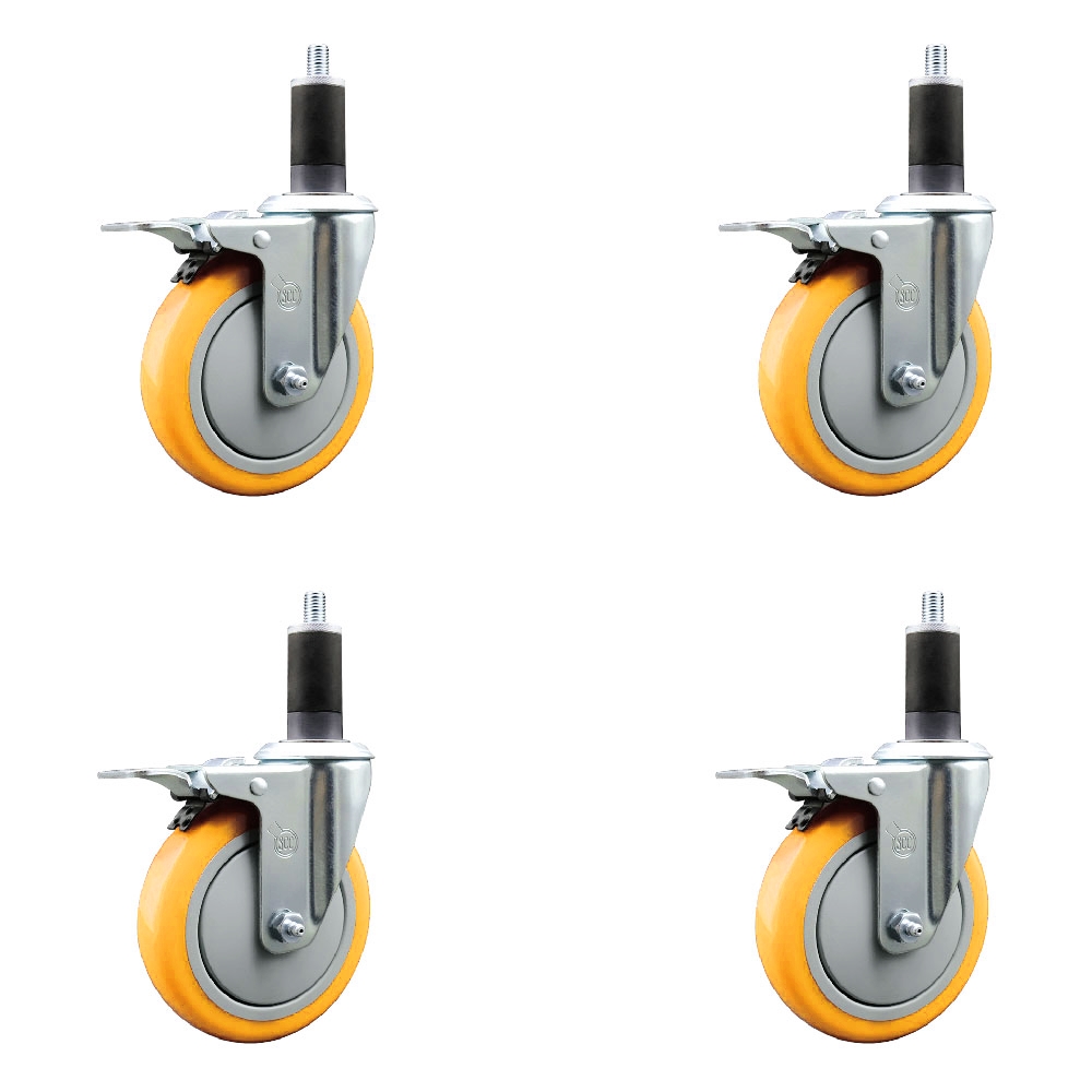 SCC-EXTTL20S514-PPUB-YEL-114-4 Polyurethane Swivel Expanding Stem Caster with 5 in. Yellow Wheels & 1.25 in. Stems - Set of 4