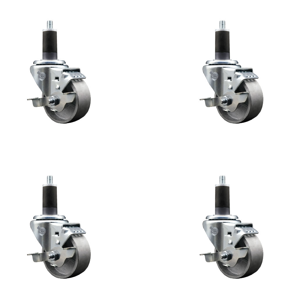 Swivel Expanding Stem Casters - Silver - Set of 4 - 1200 lbs Capacity