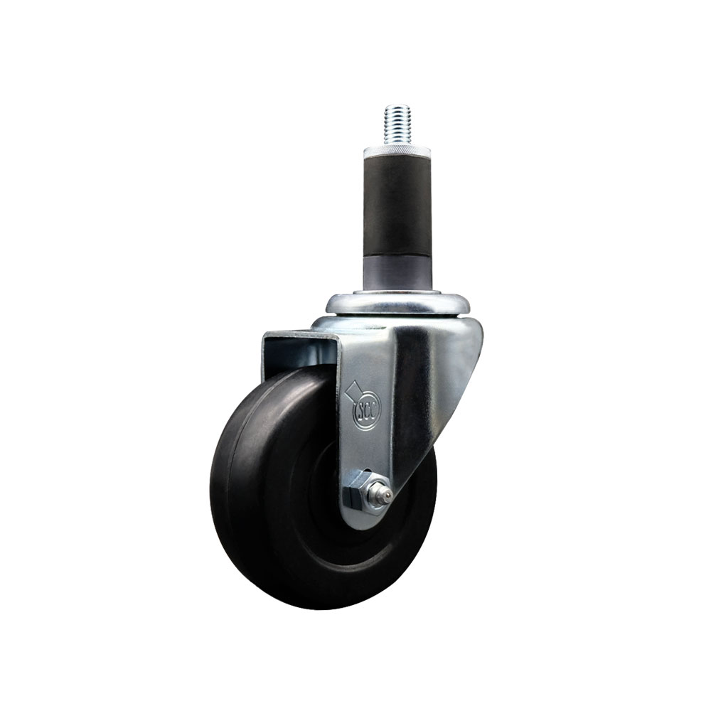 Soft Rubber Swivel Caster - Black - 3.5 in. Wheel - 1.25 in. Stem - 200 lbs Capacity