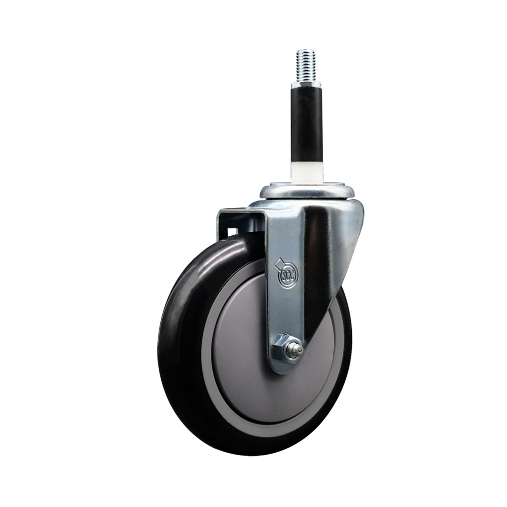 SCC-EX20S514-PPUB-BLK-78 Polyurethane Expanding Stem Swivel Caster with 5 in. Black Wheel & 0.87 in. Stem