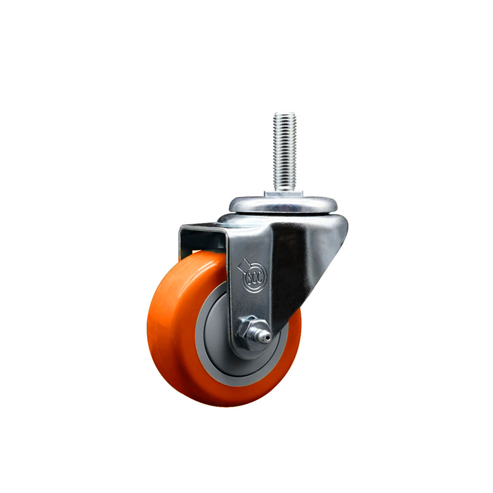 SCC-TS20S314-PPUB-ORG-34212 Polyurethane Swivel Threaded Stem Caster with 3 x 1.25 in. Orange Wheel & 0.75 in. Stem