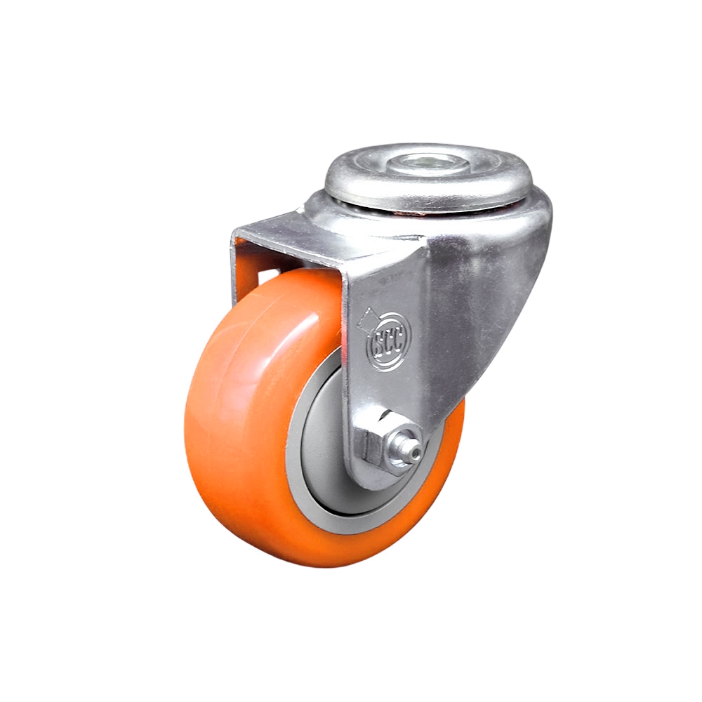 SCC-SSBH20S314-PPUB-ORG Stainless Steel Polyurethane Swivel Bolt Hole Caster with 3 x 1.25 in. Orange Wheel