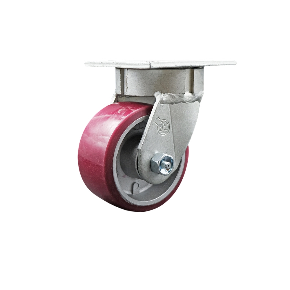SCC-KP30S420-PAR Kingpinless Polyurethane on Aluminum Swivel Top Plate Caster with 4 x 2 in. Maroon Wheel - 700 lbs Capacity per Caster