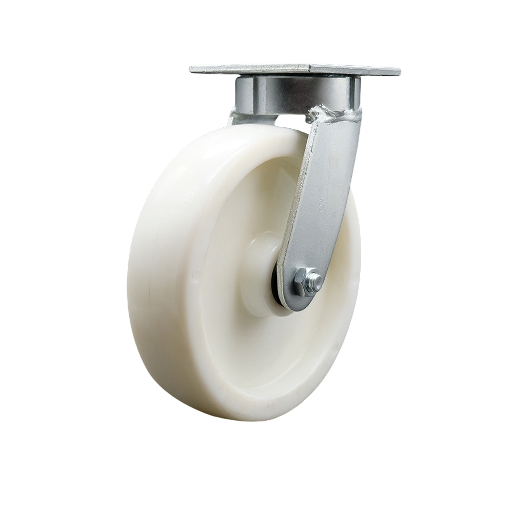 SCC-KP30S820-NYR Kingpinless Nylon Swivel Top Plate Caster with 8 x 2 in. White Wheel - 1250 lbs Capacity per Caster