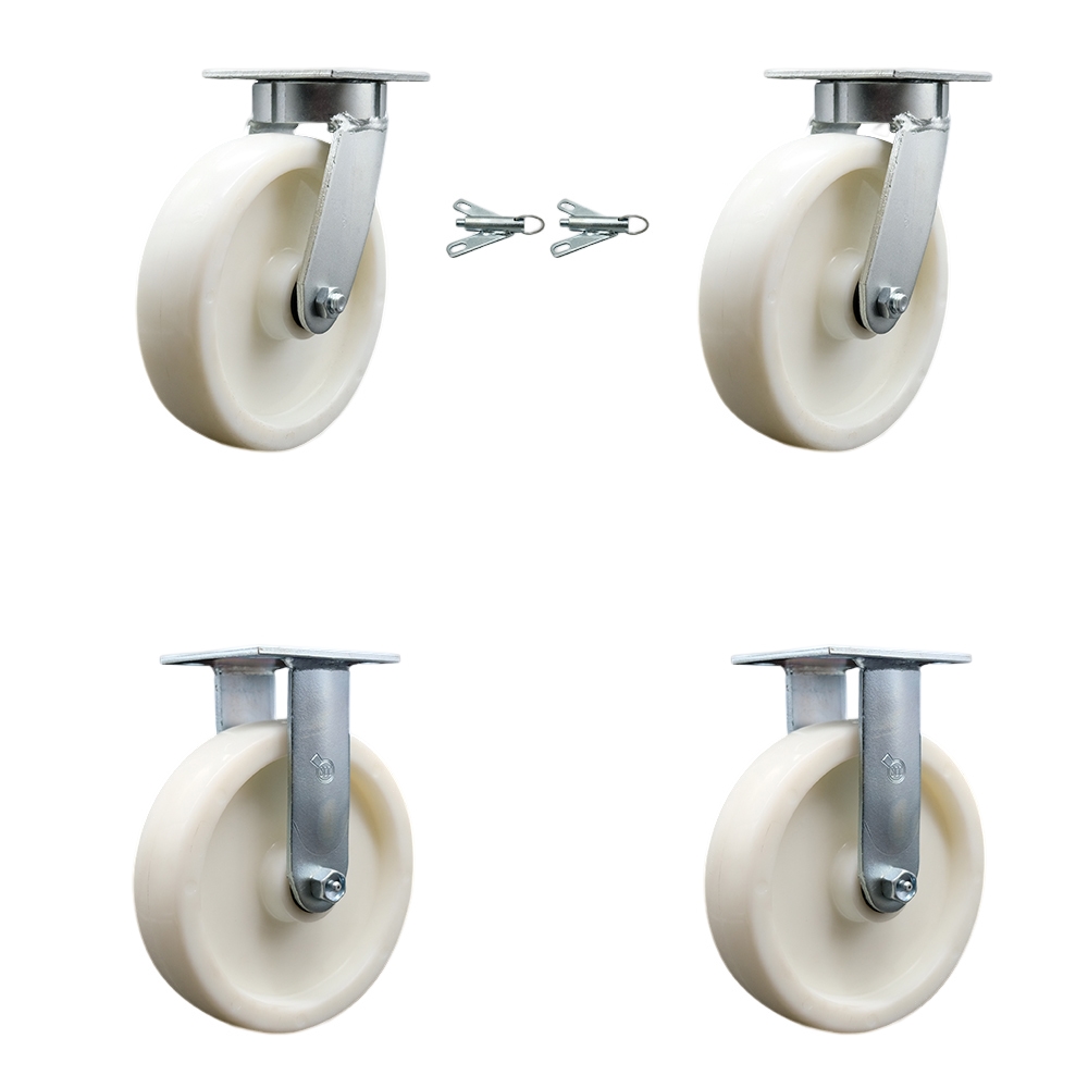 SCC-KP30S820-NYR-BSL-2-R-2 Kingpinless Nylon Swivel Top Plate Caster with 8 x 2 in. White Wheels - 5000 lbs Total Capacity - Set of 4