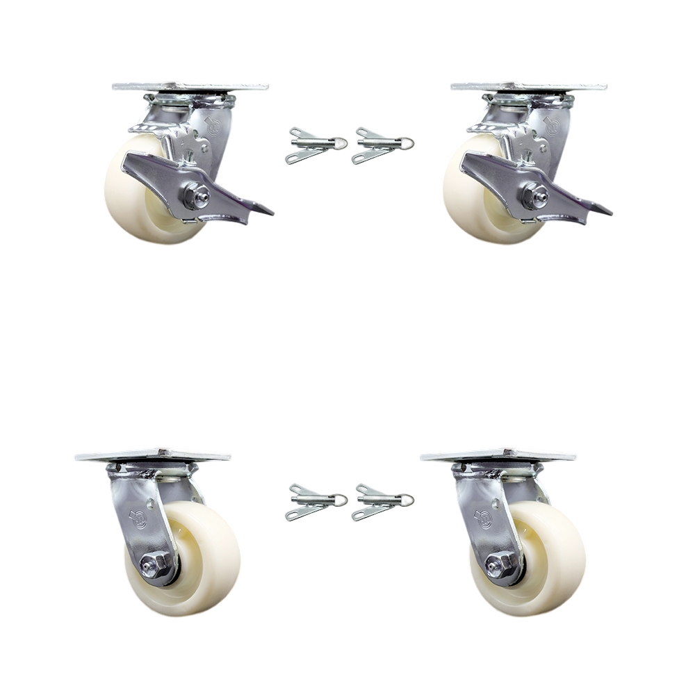 SCC-30CS420-NYB-TLB-BSL-2-BSL-2 Heavy Duty Swivel Caster with 4 in. Nylon Wheels & Ball Bearings - Set of 4
