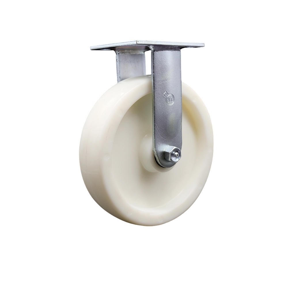 SCC-SS30R820-NYB Stainless Steel Heavy Duty Rigid Top Plate Caster with 8 in. Nylon Wheel & Ball Bearings - 1250 lbs Capacity per Caster