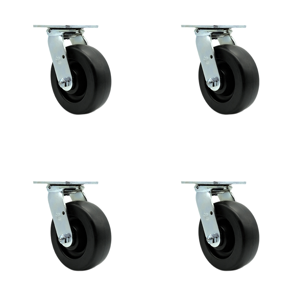 SCC-30CS620-POB-4 Heavy Duty Swivel Caster with 6 in. Polyolefin Wheels & Ball Bearings - 2800 lbs Total Capacity - Set of 4