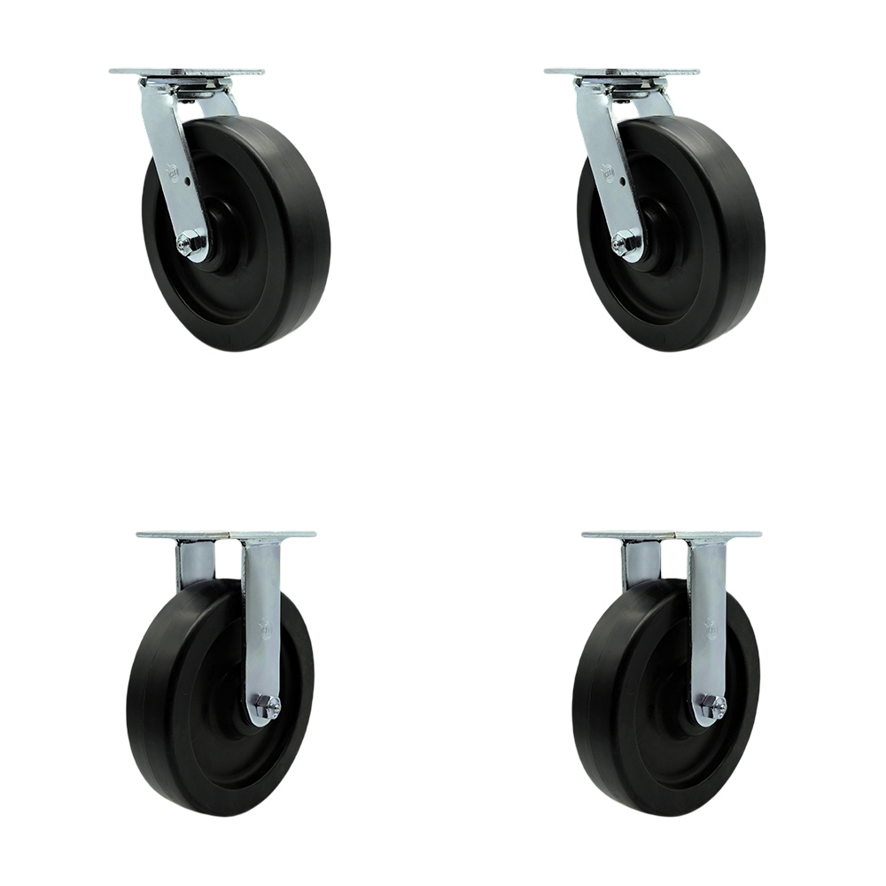 SCC-30CS820-POB-2-R820-2 Heavy Duty Swivel Caster with 8 in. Polyolefin Wheels & Ball Bearings - 3600 lbs Total Capacity - Set of 4
