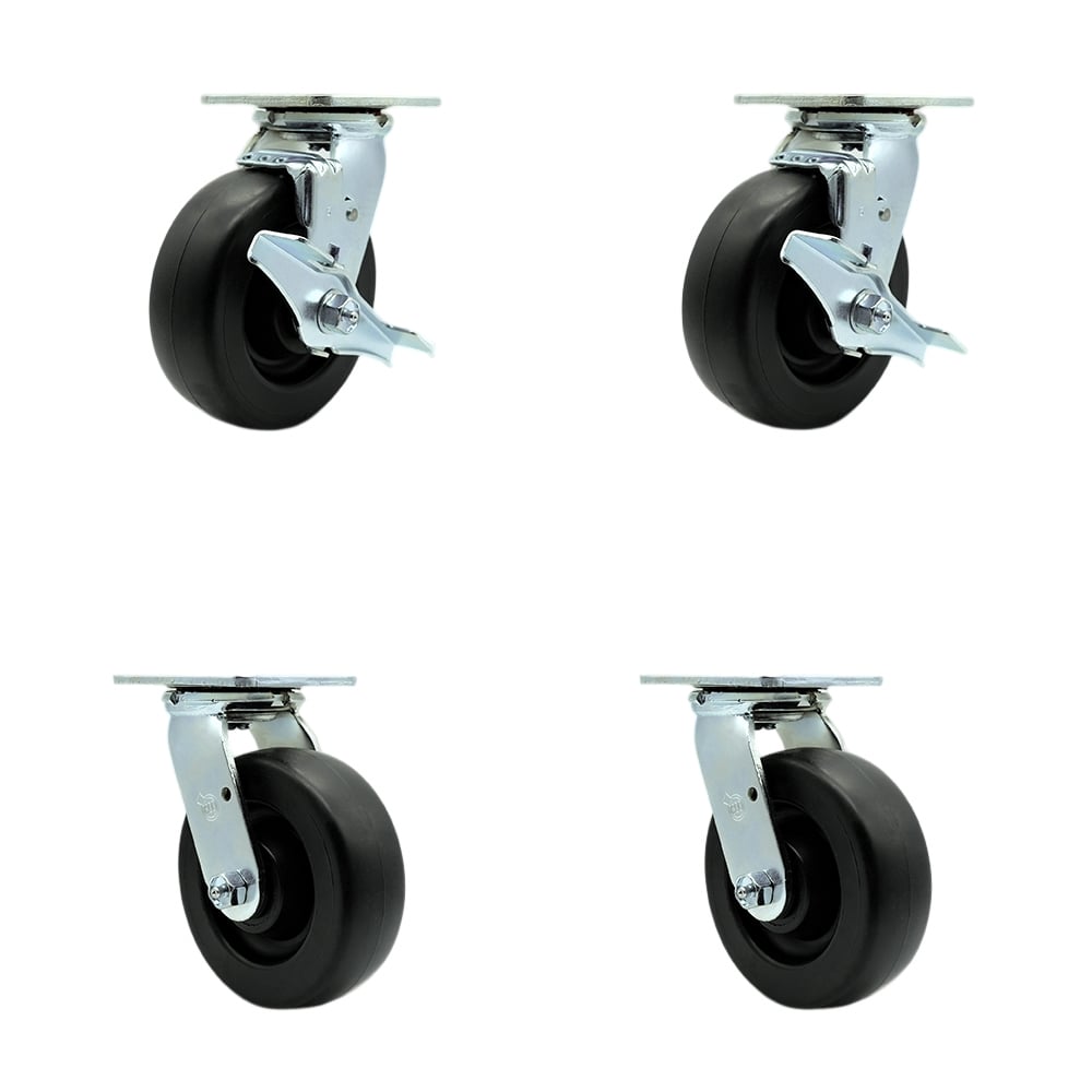 SCC-SS30S620-POB-TLB-BSL-2-BSL-2 Stainless Steel Heavy Duty Swivel Caster Set with 6 in. Polyolefin Wheel & Ball Bearing