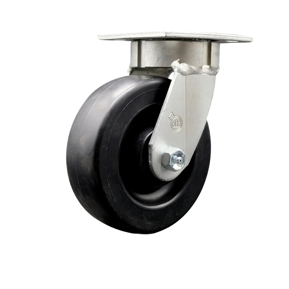 SCC-KP30S620-POR Kingpinless Polyolefin Swivel Top Plate Caster with 6 x 2 in. Black Wheel - 700 lbs Capacity per Caster