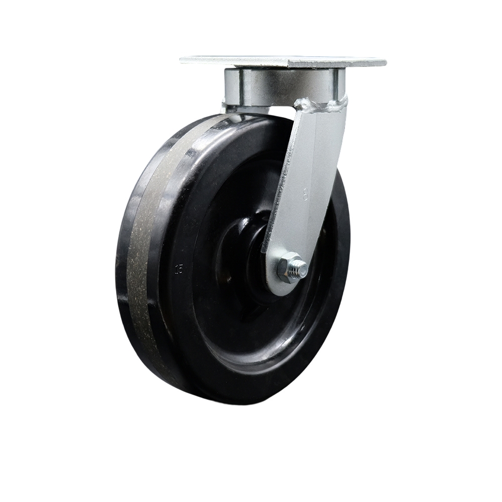 SCC-KP30S820-PHR Kingpinless Phenolic Swivel Top Plate Caster with 8 x 2 in. Black Wheel - 1250 lbs Capacity per Caster