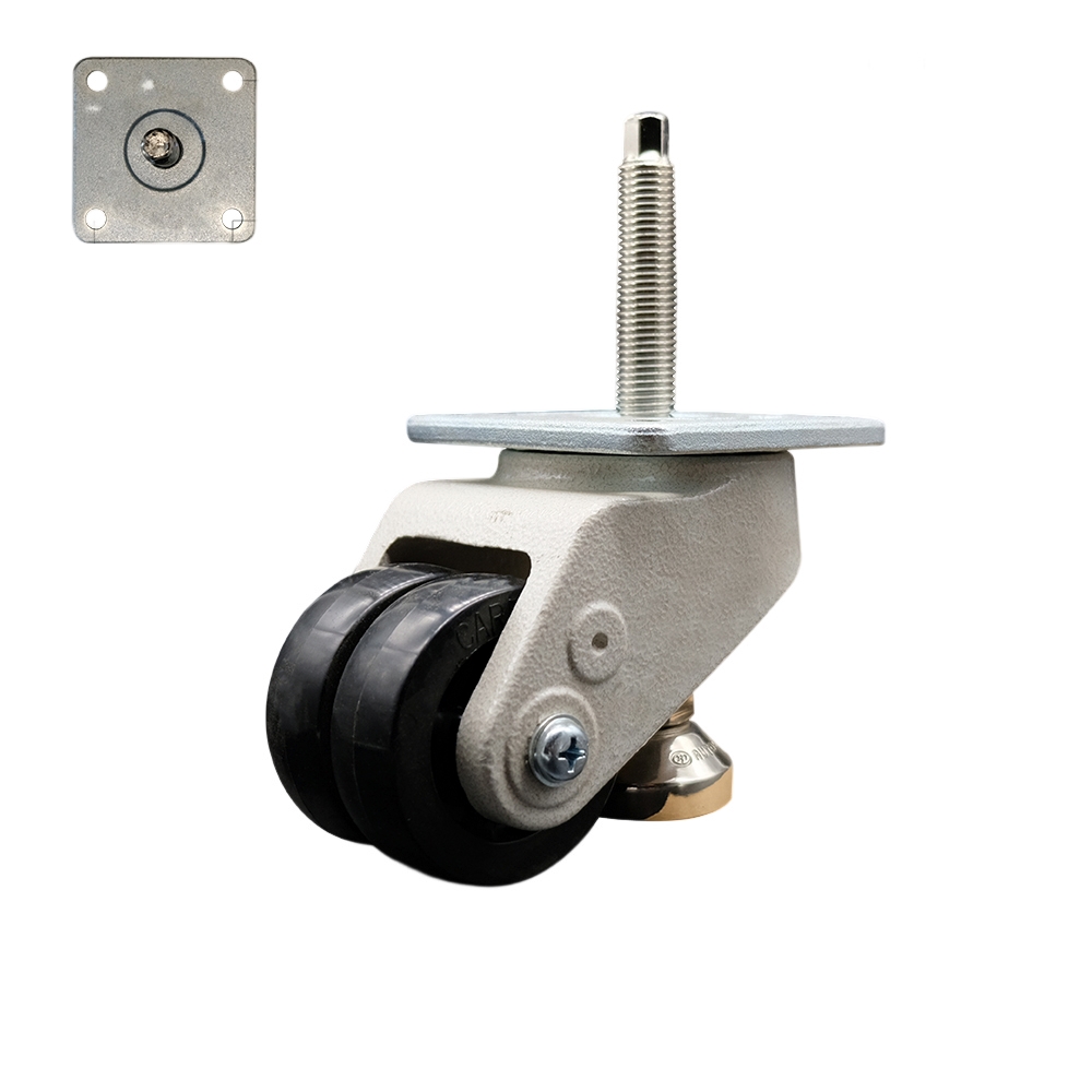 SCC-TPLV30S72-NYR-1100-DC Nylon Swivel Threaded Stem Caster with 2.8 in. Black Wheel & M16 x 2.0 x 24 mm Stem - 1100 lbs Capacity per Caster