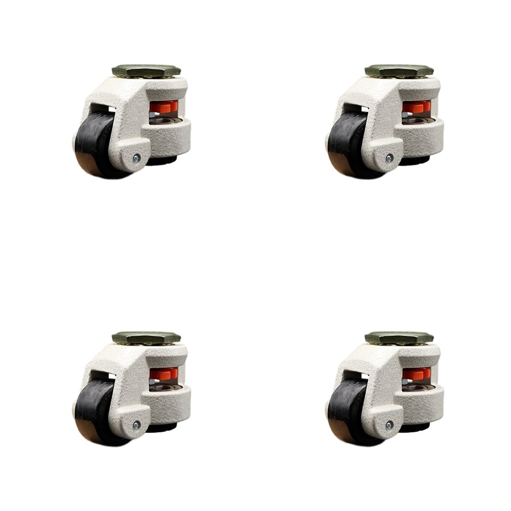 Nylon Swivel Threaded Stem Caster with 1.97 in. Black Wheel & M12 x 1.75 x 18 mm Stems - 1320 lbs Capacity per Caster - Set of 4