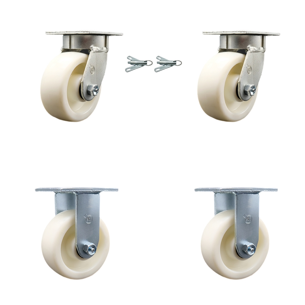SCC-KP30S520-NYR-BSL-2-R-2 Kingpinless Nylon Swivel Top Plate Caster with 5 x 2 in. White Wheels - 3600 lbs Total Capacity - Set of 4