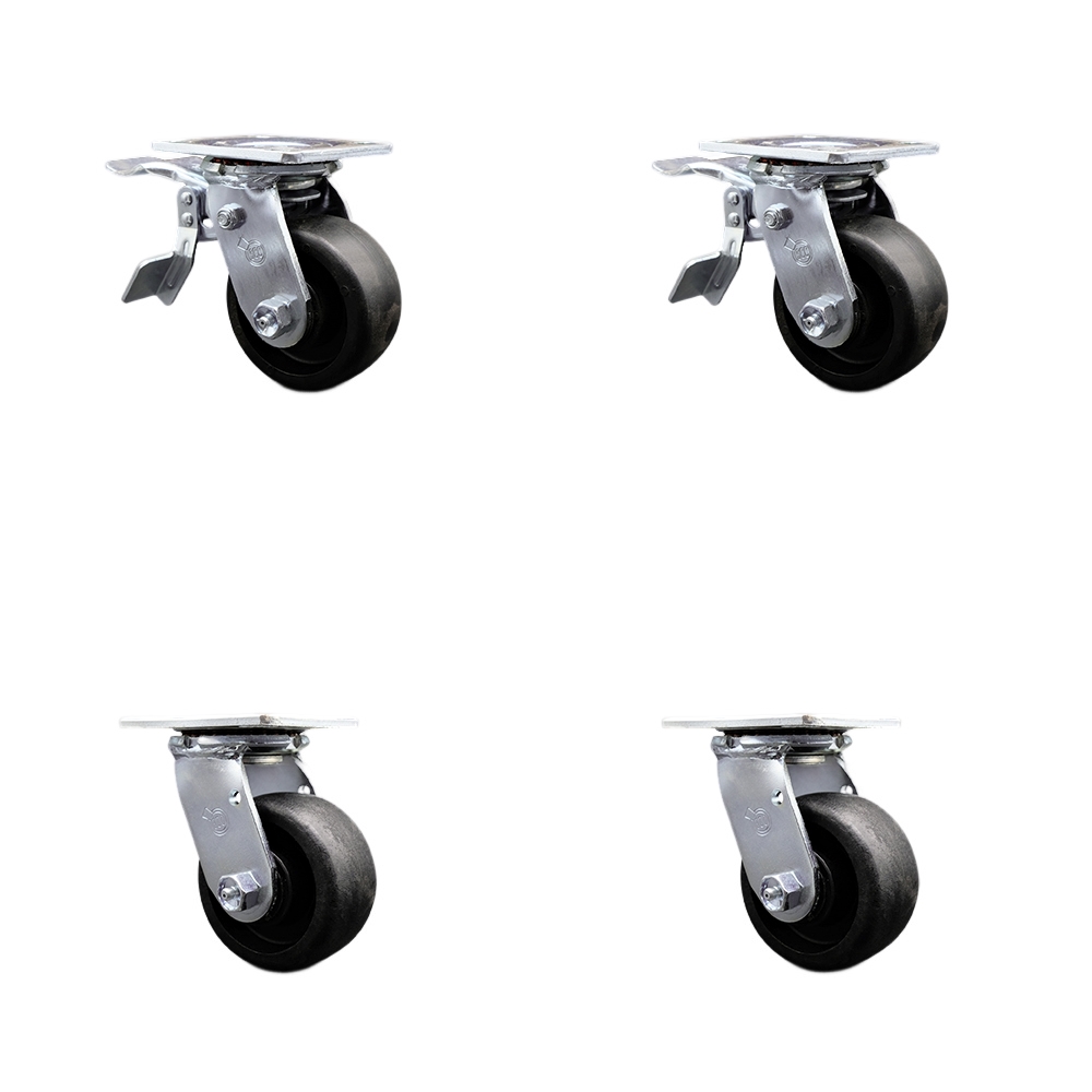 SCC-TTL30S420-GFNB-2-S-2 Heavy Duty Swivel Caster with 4 in. High Temperature Glass Filled Nylon Wheels & Ball Bearings - Set of 4